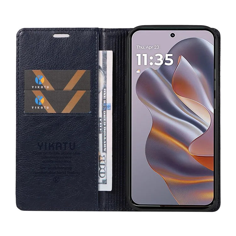YIKATU YK-006 For Motorola Edge 50 Neo 5G Case Wallet Litchi Grain Leather Phone Cover Magnetic Auto-Absorbed