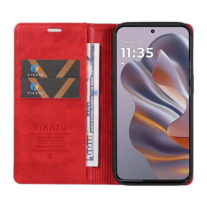 YIKATU YK-006 For Motorola Edge 50 Neo 5G Case Wallet Litchi Grain Leather Phone Cover Magnetic Auto-Absorbed
