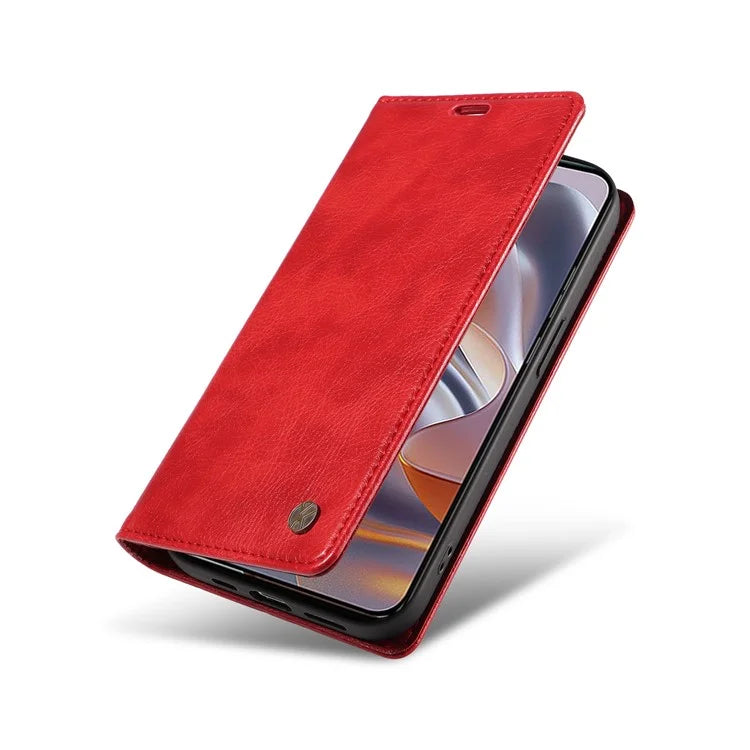 YIKATU YK-006 For Motorola Edge 50 Neo 5G Case Wallet Litchi Grain Leather Phone Cover Magnetic Auto-Absorbed