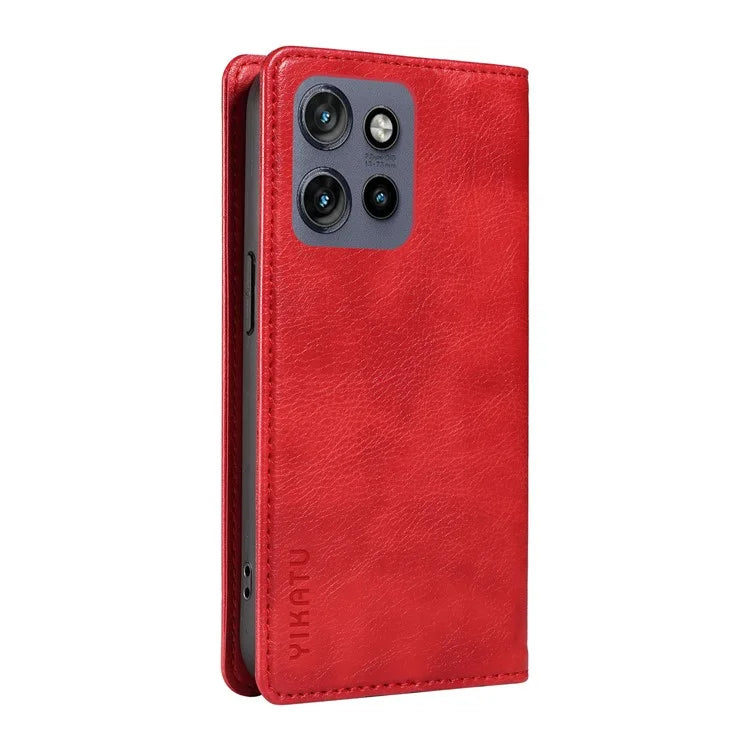YIKATU YK-006 For Motorola Edge 50 Neo 5G Case Wallet Litchi Grain Leather Phone Cover Magnetic Auto-Absorbed