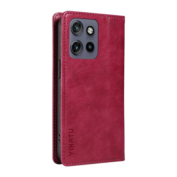 YIKATU YK-006 For Motorola Edge 50 Neo 5G Case Wallet Litchi Grain Leather Phone Cover Magnetic Auto-Absorbed