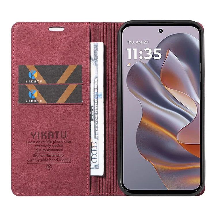 YIKATU YK-004 For Motorola Edge 50 Neo 5G Case Leather Skin-Touch Phone Cover Magnetic Auto-Absorbed