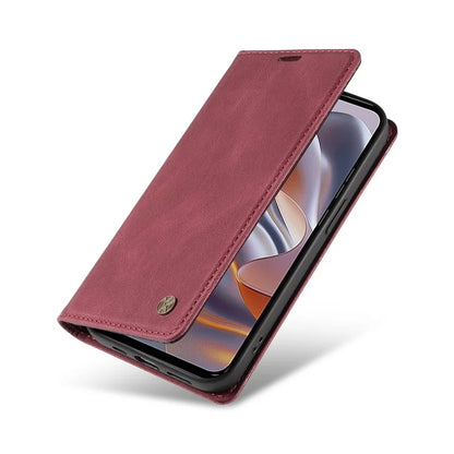 YIKATU YK-004 For Motorola Edge 50 Neo 5G Case Leather Skin-Touch Phone Cover Magnetic Auto-Absorbed