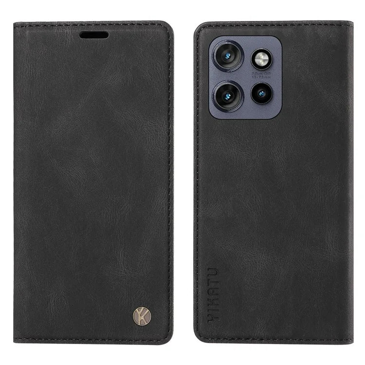 YIKATU YK-004 For Motorola Edge 50 Neo 5G Case Leather Skin-Touch Phone Cover Magnetic Auto-Absorbed