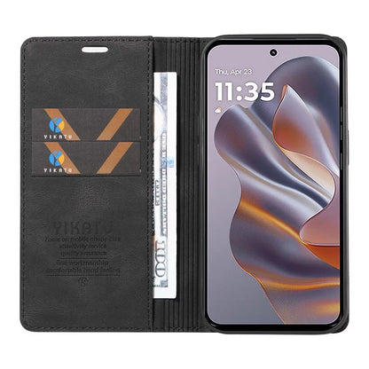 YIKATU YK-004 For Motorola Edge 50 Neo 5G Case Leather Skin-Touch Phone Cover Magnetic Auto-Absorbed