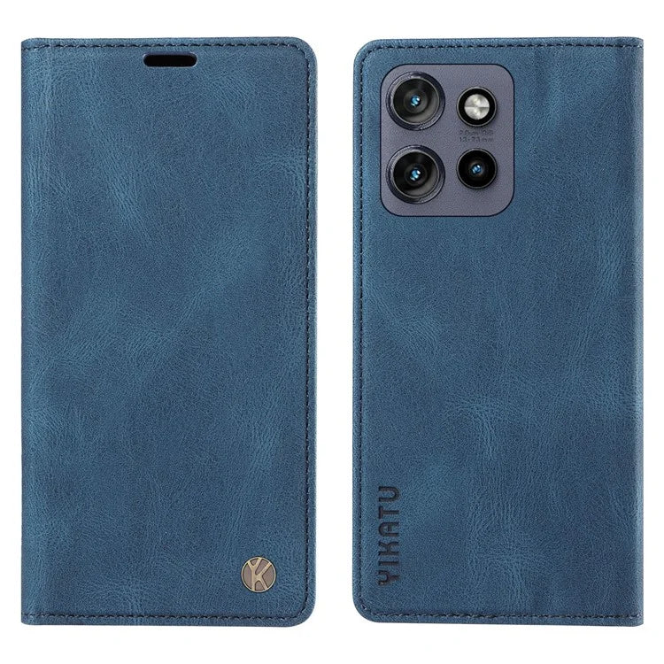 YIKATU YK-004 For Motorola Edge 50 Neo 5G Case Leather Skin-Touch Phone Cover Magnetic Auto-Absorbed