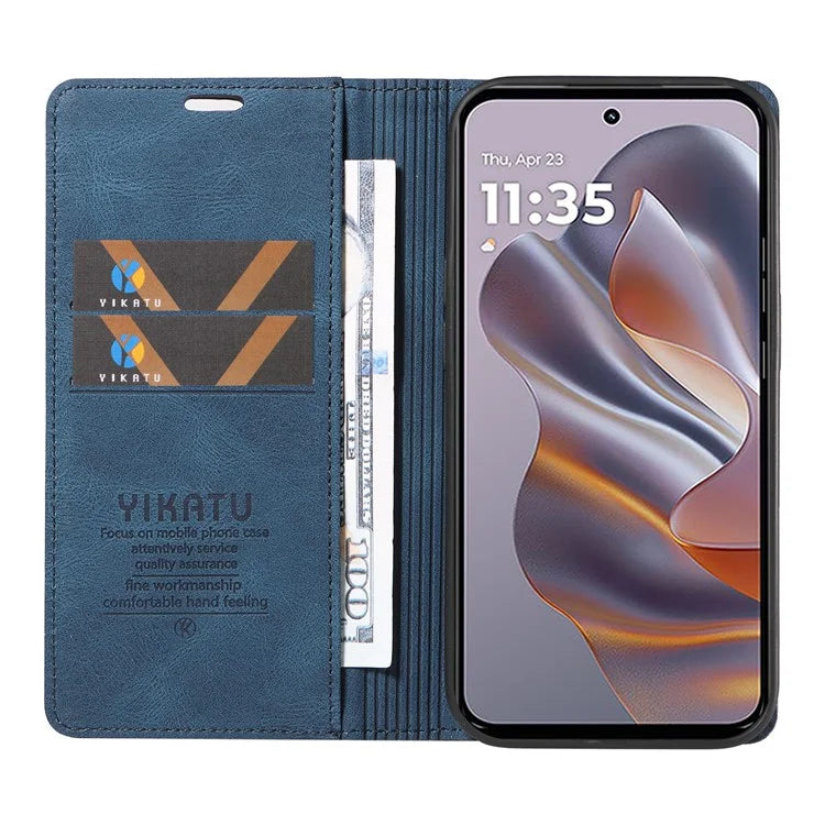 YIKATU YK-004 For Motorola Edge 50 Neo 5G Case Leather Skin-Touch Phone Cover Magnetic Auto-Absorbed