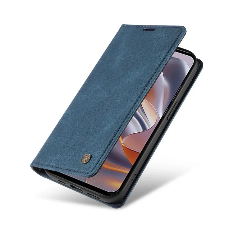 YIKATU YK-004 For Motorola Edge 50 Neo 5G Case Leather Skin-Touch Phone Cover Magnetic Auto-Absorbed
