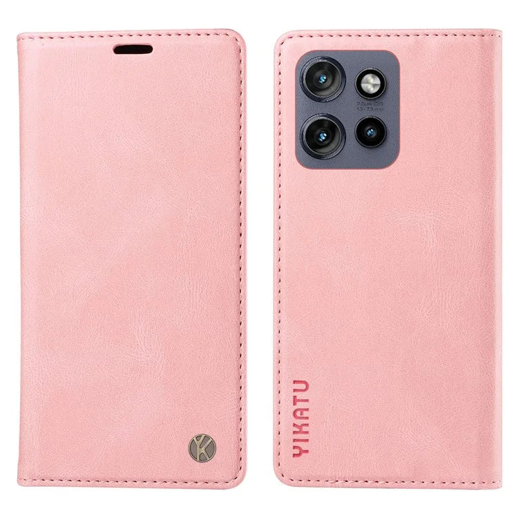 YIKATU YK-004 For Motorola Edge 50 Neo 5G Case Leather Skin-Touch Phone Cover Magnetic Auto-Absorbed