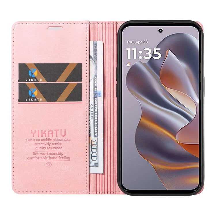 YIKATU YK-004 For Motorola Edge 50 Neo 5G Case Leather Skin-Touch Phone Cover Magnetic Auto-Absorbed
