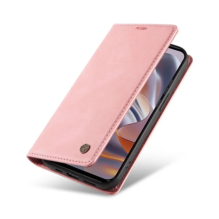 YIKATU YK-004 For Motorola Edge 50 Neo 5G Case Leather Skin-Touch Phone Cover Magnetic Auto-Absorbed