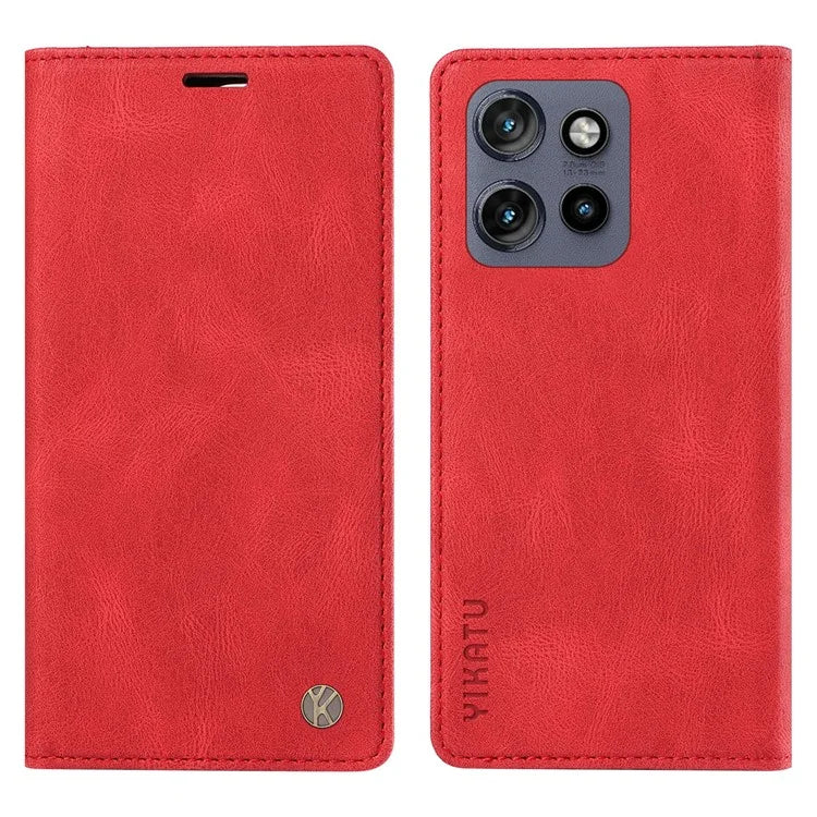YIKATU YK-004 For Motorola Edge 50 Neo 5G Case Leather Skin-Touch Phone Cover Magnetic Auto-Absorbed