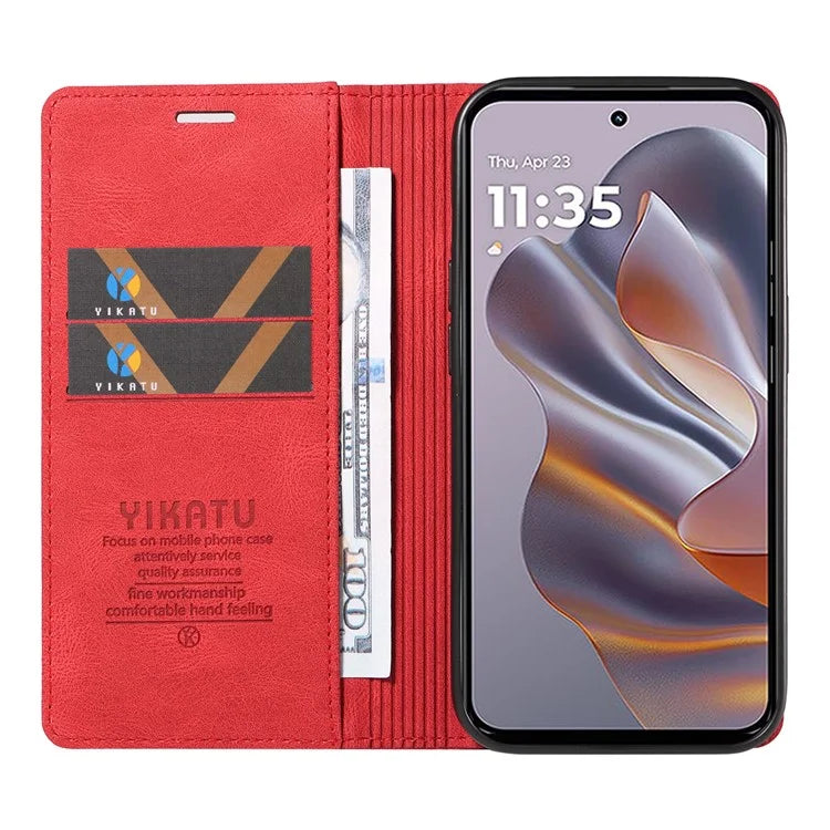 YIKATU YK-004 For Motorola Edge 50 Neo 5G Case Leather Skin-Touch Phone Cover Magnetic Auto-Absorbed
