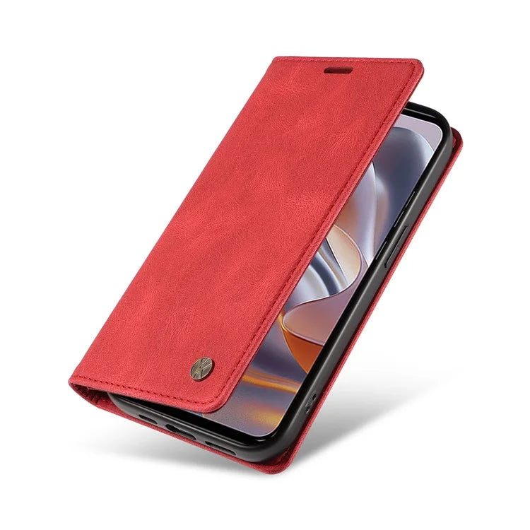 YIKATU YK-004 For Motorola Edge 50 Neo 5G Case Leather Skin-Touch Phone Cover Magnetic Auto-Absorbed
