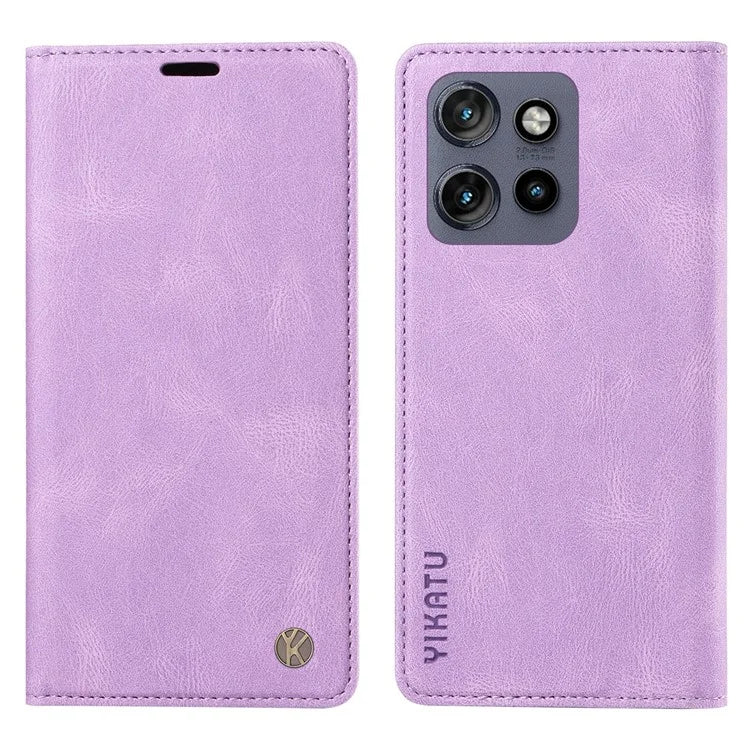 YIKATU YK-004 For Motorola Edge 50 Neo 5G Case Leather Skin-Touch Phone Cover Magnetic Auto-Absorbed