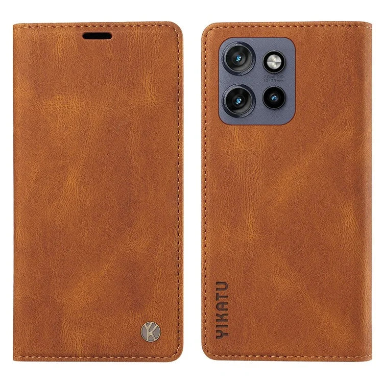 YIKATU YK-004 For Motorola Edge 50 Neo 5G Case Leather Skin-Touch Phone Cover Magnetic Auto-Absorbed