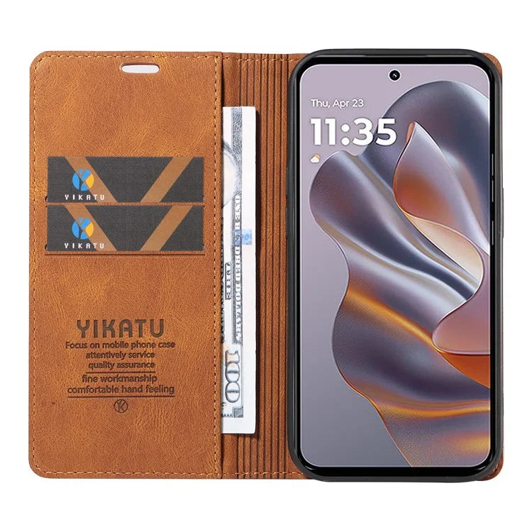 YIKATU YK-004 For Motorola Edge 50 Neo 5G Case Leather Skin-Touch Phone Cover Magnetic Auto-Absorbed