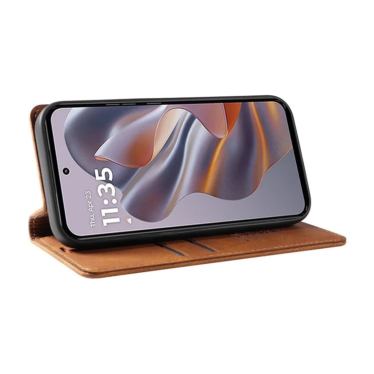 YIKATU YK-004 For Motorola Edge 50 Neo 5G Case Leather Skin-Touch Phone Cover Magnetic Auto-Absorbed