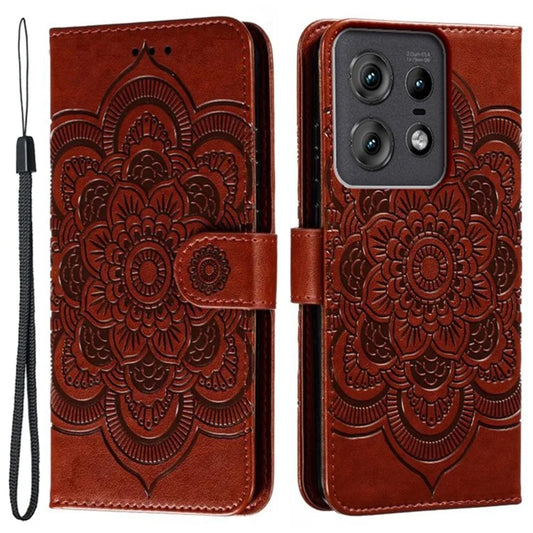 For Motorola Edge 50 Pro 5G Case PU Leather Mandala Imprinted Design Wallet Phone Cover