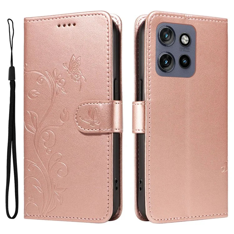 For Motorola Edge 50 Neo 5G Case Flower Pattern PU Leather Wallet Phone Cover