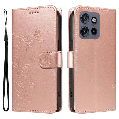 For Motorola Edge 50 Neo 5G Case Flower Pattern PU Leather Wallet Phone Cover