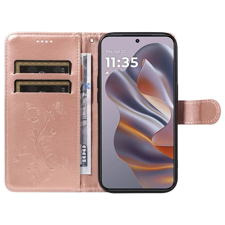 For Motorola Edge 50 Neo 5G Case Flower Pattern PU Leather Wallet Phone Cover