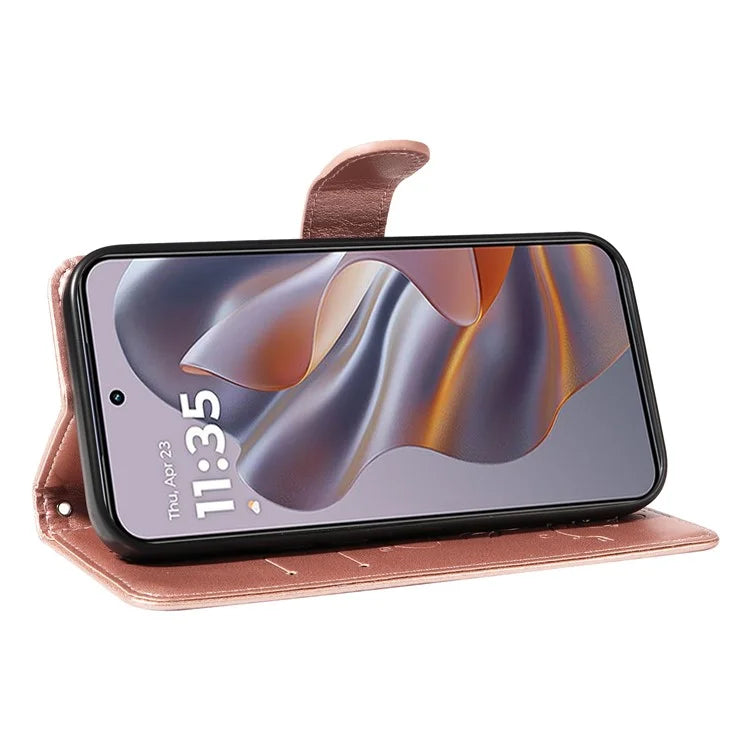 For Motorola Edge 50 Neo 5G Case Flower Pattern PU Leather Wallet Phone Cover