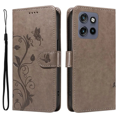 For Motorola Edge 50 Neo 5G Case Flower Pattern PU Leather Wallet Phone Cover