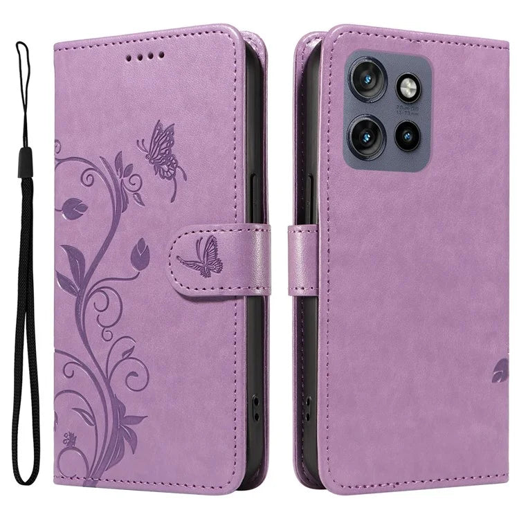 For Motorola Edge 50 Neo 5G Case Flower Pattern PU Leather Wallet Phone Cover