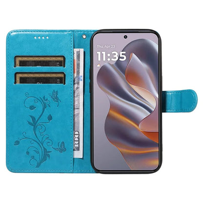 For Motorola Edge 50 Neo 5G Case Flower Pattern PU Leather Wallet Phone Cover