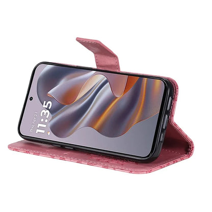 KT Imprinting Flower Series-1 For Motorola Edge 50 Neo 5G Case Sunflower Leather Wallet Phone Cover