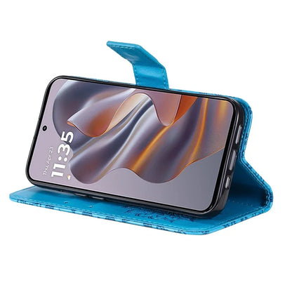 KT Imprinting Flower Series-1 For Motorola Edge 50 Neo 5G Case Sunflower Leather Wallet Phone Cover
