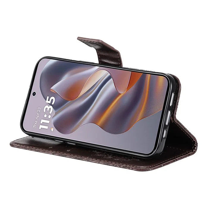 KT Imprinting Flower Series-1 For Motorola Edge 50 Neo 5G Case Sunflower Leather Wallet Phone Cover