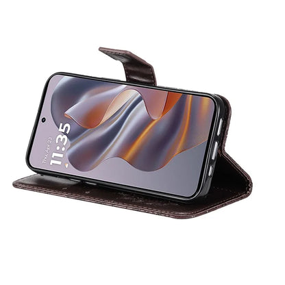 KT Imprinting Flower Series-1 For Motorola Edge 50 Neo 5G Case Sunflower Leather Wallet Phone Cover