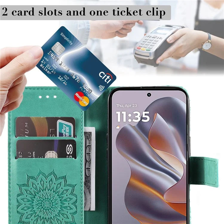 KT Imprinting Flower Series-1 For Motorola Edge 50 Neo 5G Case Sunflower Leather Wallet Phone Cover