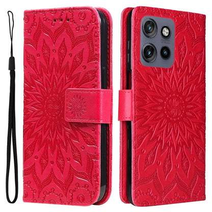 KT Imprinting Flower Series-1 For Motorola Edge 50 Neo 5G Case Sunflower Leather Wallet Phone Cover