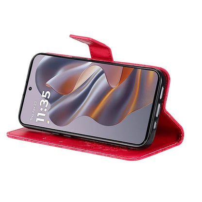 KT Imprinting Flower Series-1 For Motorola Edge 50 Neo 5G Case Sunflower Leather Wallet Phone Cover