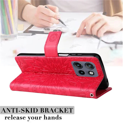KT Imprinting Flower Series-1 For Motorola Edge 50 Neo 5G Case Sunflower Leather Wallet Phone Cover