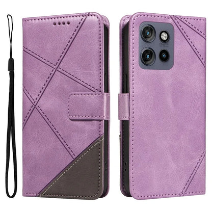 For Motorola Edge 50 Neo 5G Case Leather Geometric Line Wallet Phone Cover with Wrist Strap