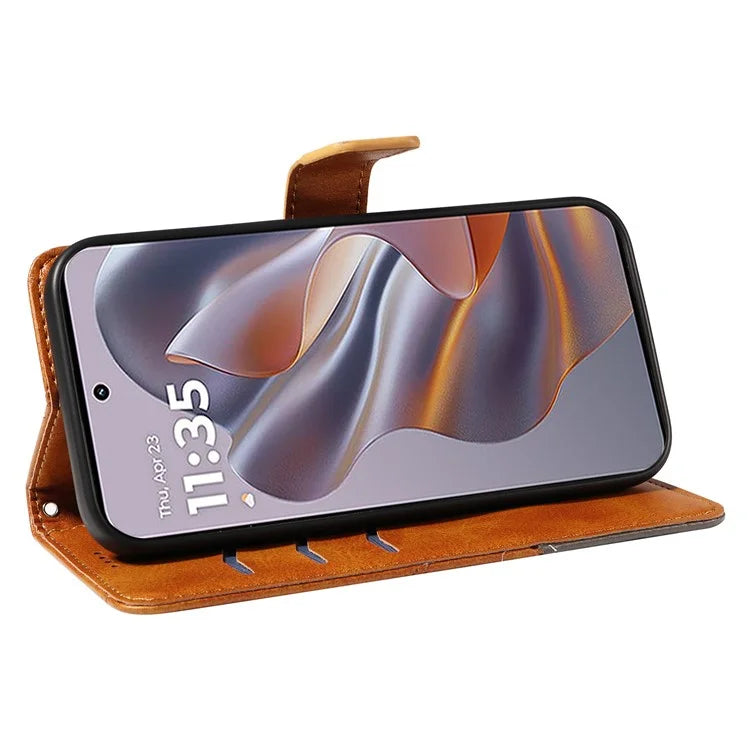 For Motorola Edge 50 Neo 5G Case Leather Geometric Line Wallet Phone Cover with Wrist Strap