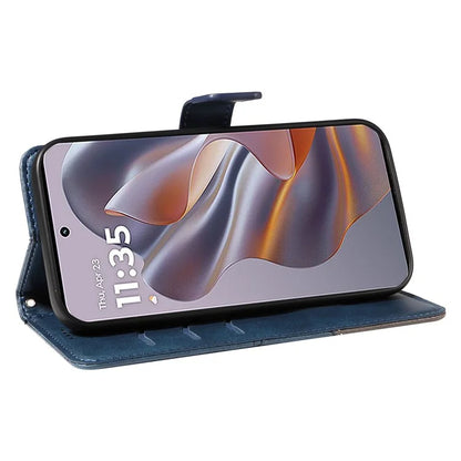 For Motorola Edge 50 Neo 5G Case Leather Geometric Line Wallet Phone Cover with Wrist Strap