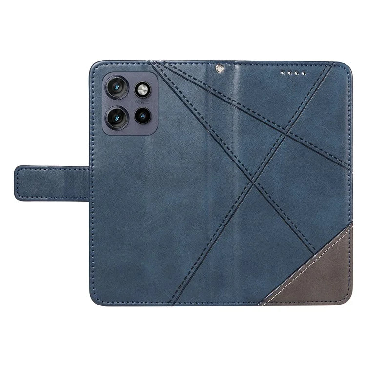 For Motorola Edge 50 Neo 5G Case Leather Geometric Line Wallet Phone Cover with Wrist Strap