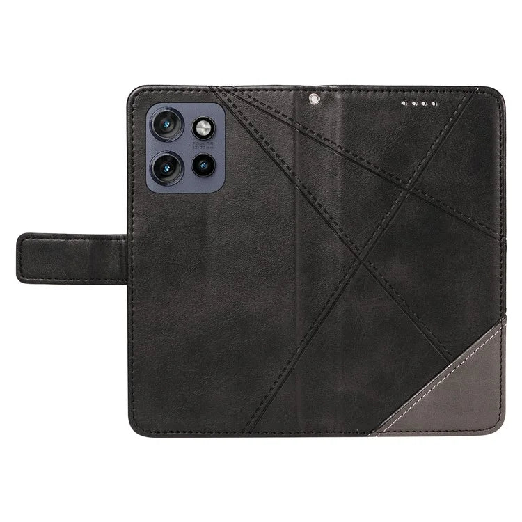 For Motorola Edge 50 Neo 5G Case Leather Geometric Line Wallet Phone Cover with Wrist Strap