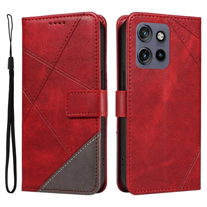 For Motorola Edge 50 Neo 5G Case Leather Geometric Line Wallet Phone Cover with Wrist Strap