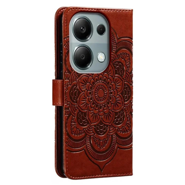 For Xiaomi Poco M6 Pro 4G / Redmi Note 13 Pro 4G Case PU Leather Mandala Imprinted Design Wallet Phone Cover