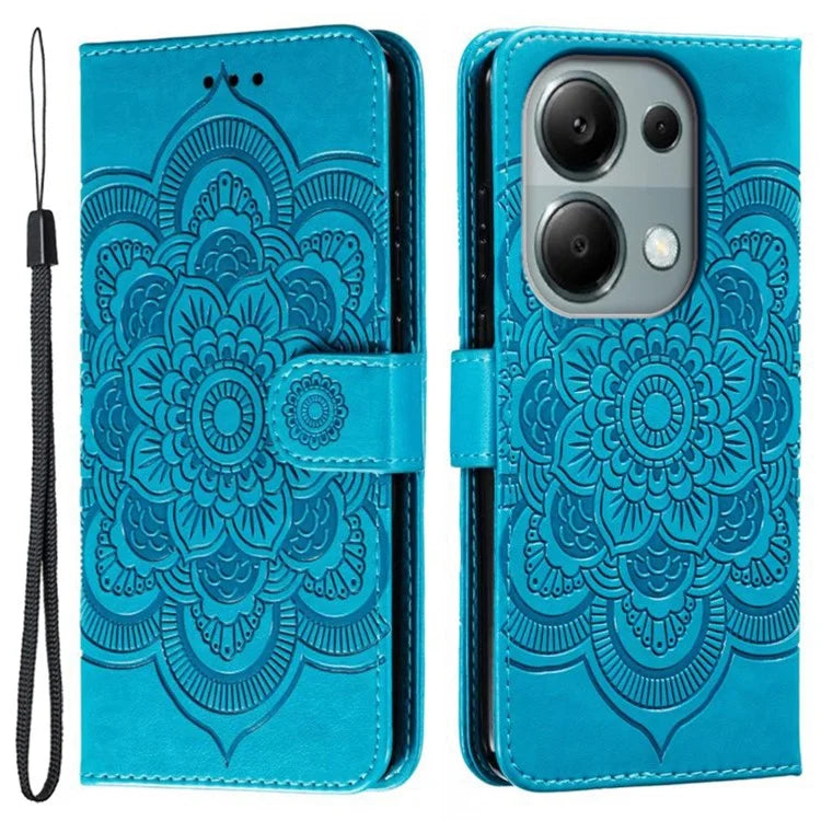 For Xiaomi Poco M6 Pro 4G / Redmi Note 13 Pro 4G Case PU Leather Mandala Imprinted Design Wallet Phone Cover