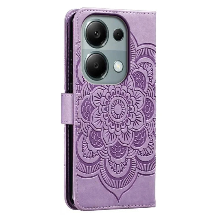 For Xiaomi Poco M6 Pro 4G / Redmi Note 13 Pro 4G Case PU Leather Mandala Imprinted Design Wallet Phone Cover