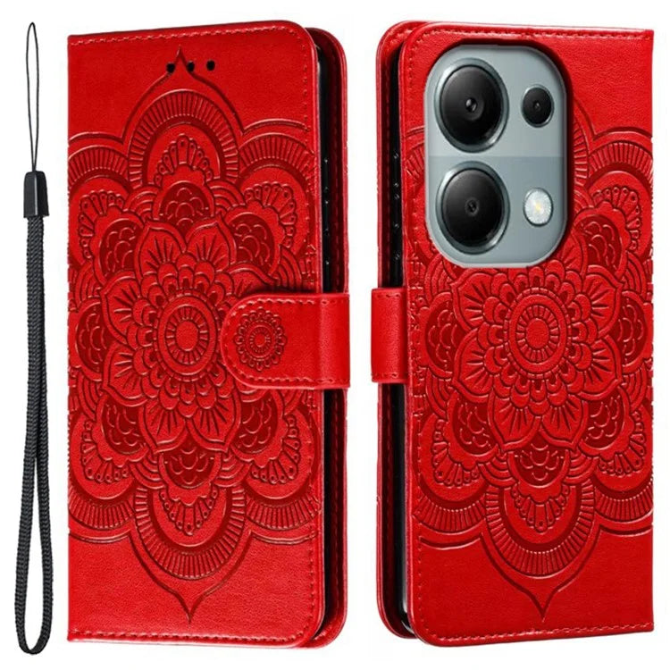 For Xiaomi Poco M6 Pro 4G / Redmi Note 13 Pro 4G Case PU Leather Mandala Imprinted Design Wallet Phone Cover