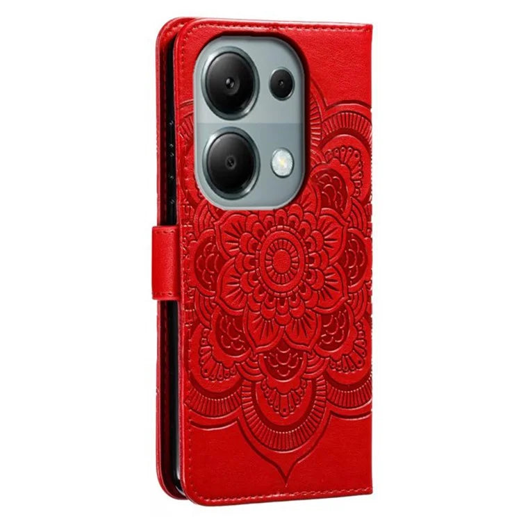 For Xiaomi Poco M6 Pro 4G / Redmi Note 13 Pro 4G Case PU Leather Mandala Imprinted Design Wallet Phone Cover