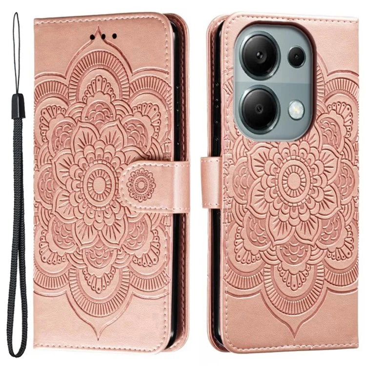 For Xiaomi Poco M6 Pro 4G / Redmi Note 13 Pro 4G Case PU Leather Mandala Imprinted Design Wallet Phone Cover